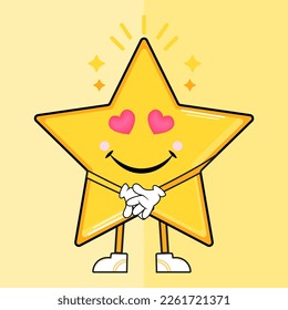 Adorable Cute Star Character Vector Illustration, This character is often used as a design for toy products, clothing, accessories, stationery, and other merchandise