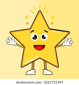 Adorable Cute Star Character Vector Illustration, This character is often used as a design for toy products, clothing, accessories, stationery, and other merchandise