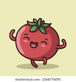 Adorable Cute Tomato Vegetable Character Illustration