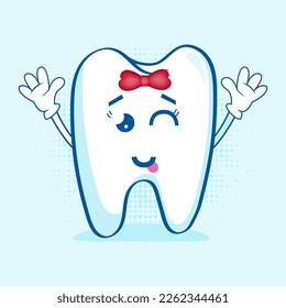 Adorable Cute Tooth Character, This character is often used as a design for dental care products, educational materials, and other merchandise related to dental health