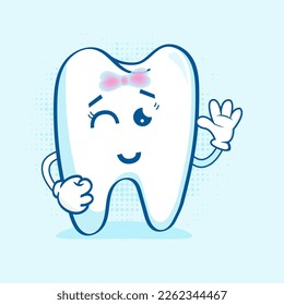 Adorable Cute Tooth Character, This character is often used as a design for dental care products, educational materials, and other merchandise related to dental health