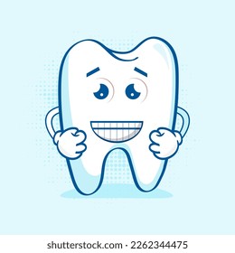 Adorable Cute Tooth Character, This character is often used as a design for dental care products, educational materials, and other merchandise related to dental health