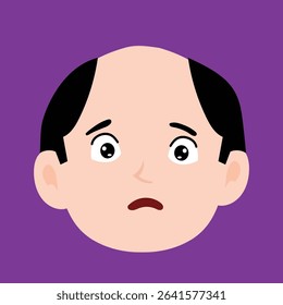 Adorable cute wink happy face expressions of bald men cartoon illustrations. 