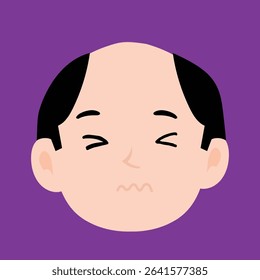 Adorable cute wink happy face expressions of bald men cartoon illustrations. 