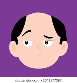Adorable cute wink happy face expressions of bald men cartoon illustrations. 
