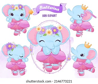 Adorable Dancing Elephant Clip-art Set