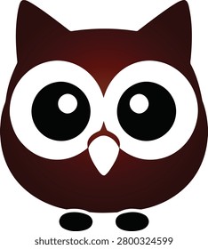 Adorable dark red owl with large expressive black and white eyes. Cartoon style vector design on white background. Great for children’s products, education, wisdom themes, and friendly branding.