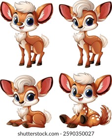 Adorable deer illustrations with playful expressions