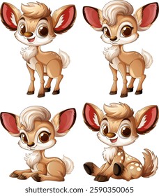 Adorable deer illustrations with playful expressions