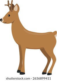 Adorable deer standing, vector illustration for children's books, greeting cards, or magazines.