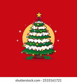 adorable design beautiful christmas tree illustration