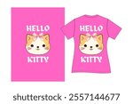 Adorable design featuring a kawaii-style cat face with a pink bow, playful whiskers, and charming 