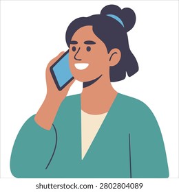 Adorable design of scalable art layout of a woman having a conversation