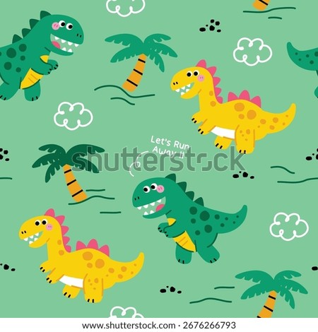 Adorable Dino Pattern for Children’s Fabric and Wallpaper 