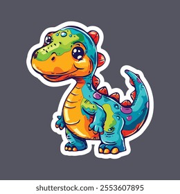 Adorable dinosaur design, playful cartoon style.