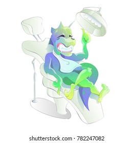 Adorable dinosaur happy after dental treatment. Vector Illustration.