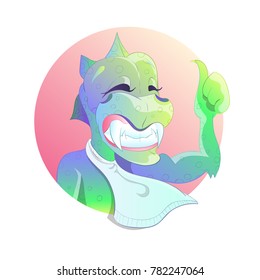 Adorable dinosaur shows sign "class". Vector Illustration.