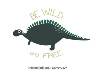 Adorable dinosaur vector illustration.