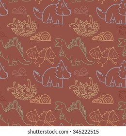 Adorable dinosaurs.  Seamless pattern  for wallpapers, pattern fills, web page backgrounds,surface textures, scrapbook pages