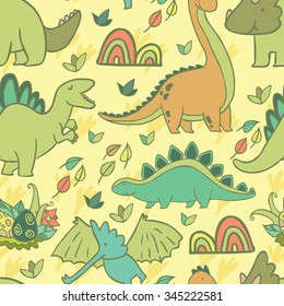 Adorable dinosaurs.  Seamless pattern  for wallpapers, pattern fills, web page backgrounds,surface textures, scrapbook pages