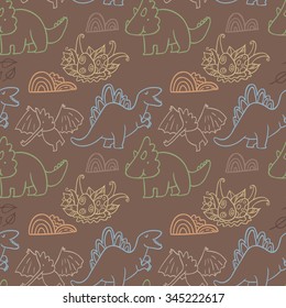 Adorable dinosaurs.  Seamless pattern  for wallpapers, pattern fills, web page backgrounds,surface textures, scrapbook pages