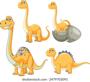 Adorable dinosaurs in various poses and stages
