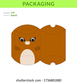 Adorable DIY party favor box for birthdays, baby showers with cute gazelle for sweets, candies, small presents, bakery. Printable color scheme. Print, cut out, fold, glue. Vector stock illustration.