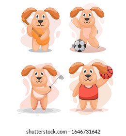 adorable dog with the activity cartoon vector