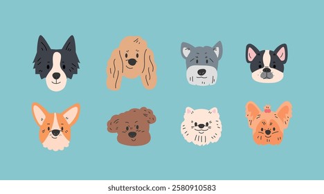 Adorable Dog Breed Portraits. Pets. various dog breeds.