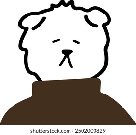 Adorable personaje de perro en Vector de cuello alto | Lindo diseño minimalista