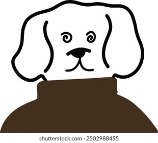 Adorable personaje de perro en Vector de cuello alto | Lindo diseño minimalista