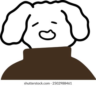 Adorable Hund Zeichen in Turtleneck Vektor | Niedliches minimalistisches Design