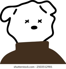 Adorable Hund Zeichen in Turtleneck Vektor | Niedliches minimalistisches Design