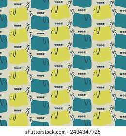 Adorable dog colorful seamless pattern. Simple doodle doggies colorful childish art.