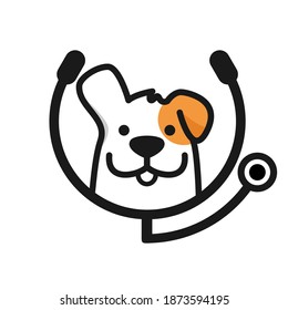 adorable dog face with stethoscope perfect for animal vet mascot vector illustration logo design