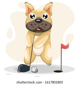 ADORABLE DOG WITH GOLF MASCOT CARTOON VECTOR
