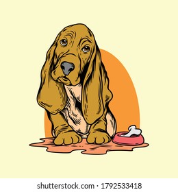 adorable dog hand drawing style
