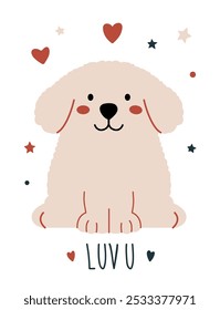 Adorable Dog with Hearts Vector Illustration - Perfect for Greeting Cards, Posters