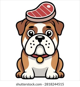Adorable Dog Hungry Isolated Vector Illustration on White Background