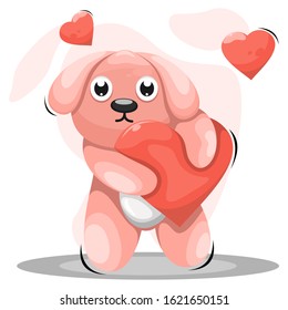 adorable dog with love cartoon vector