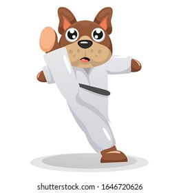 adorable dog play karate cartoon vector