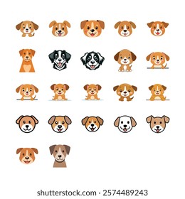 Adorable Dog and Puppy Vector Illustration Set