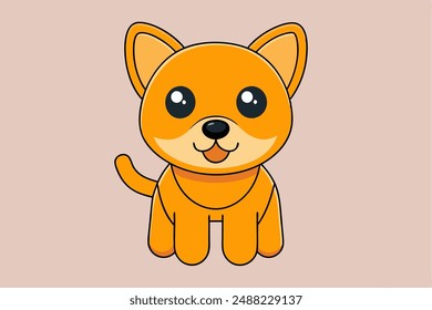 Adorable Dog Vector Icon on White Background