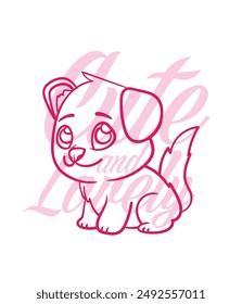 adorable Vector de perro con texto lindo y precioso fondo