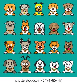 adorable dogs collection. vector illustration