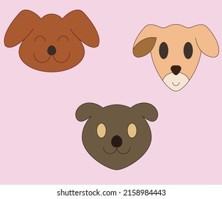 Adorable dogs vector set, different expressions and heads forms, editable stroke and colors, vector design.