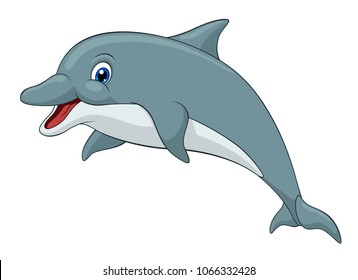 Adorable Dolphin Cartoon. Vector Illustration