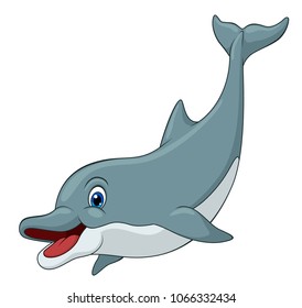 Adorable Dolphin Cartoon. Vector Illustration