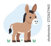 Adorable donkey cartoon vector illustration in flat style