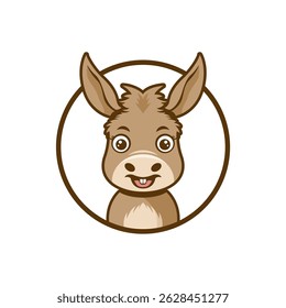 Adorável mascote de burro desenho de ilustração de personagem de desenho animado. Adesivo bonito do vetor do burro.
